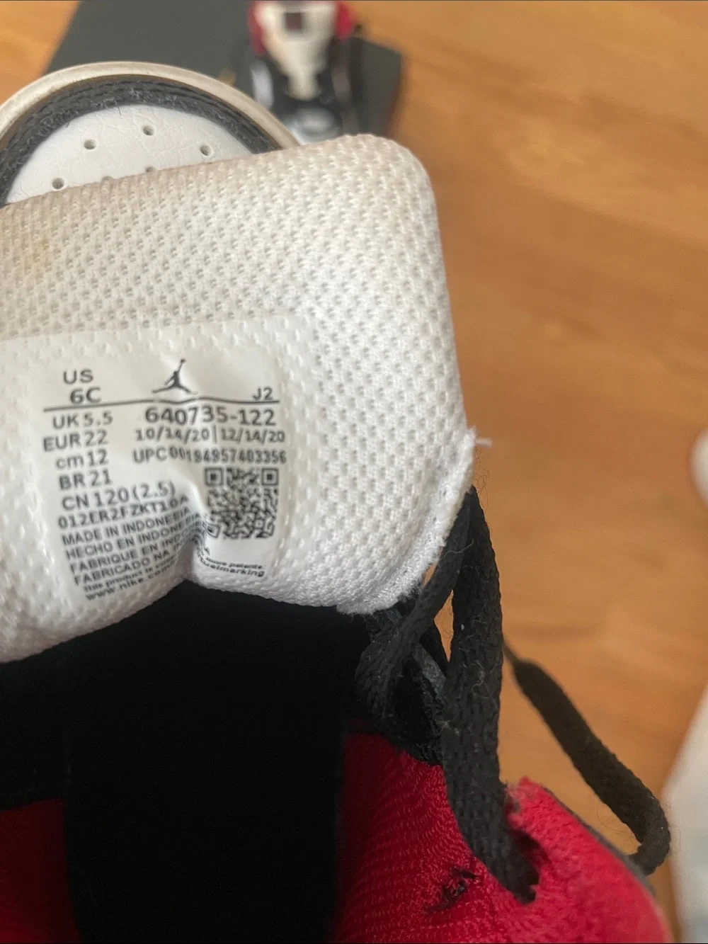 Jordan Kids High-Top Sneakers in White, Black & Red